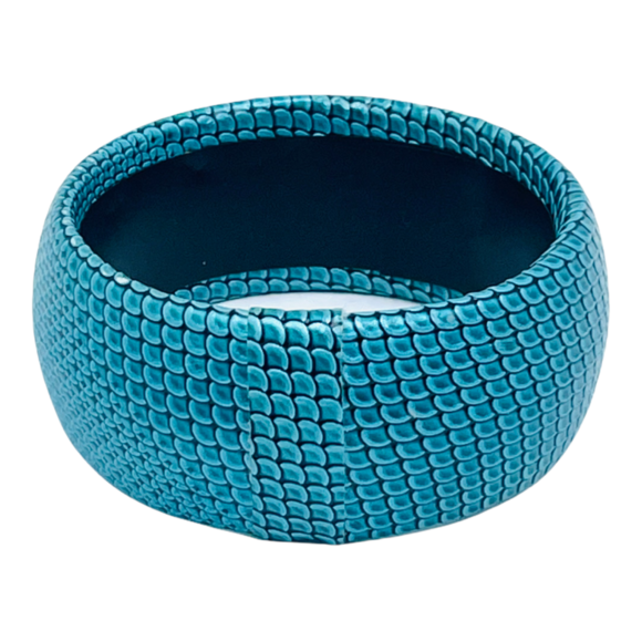 Lot of 2 Aqua Blue Faux Leather Cuff and Bangle Bracelets