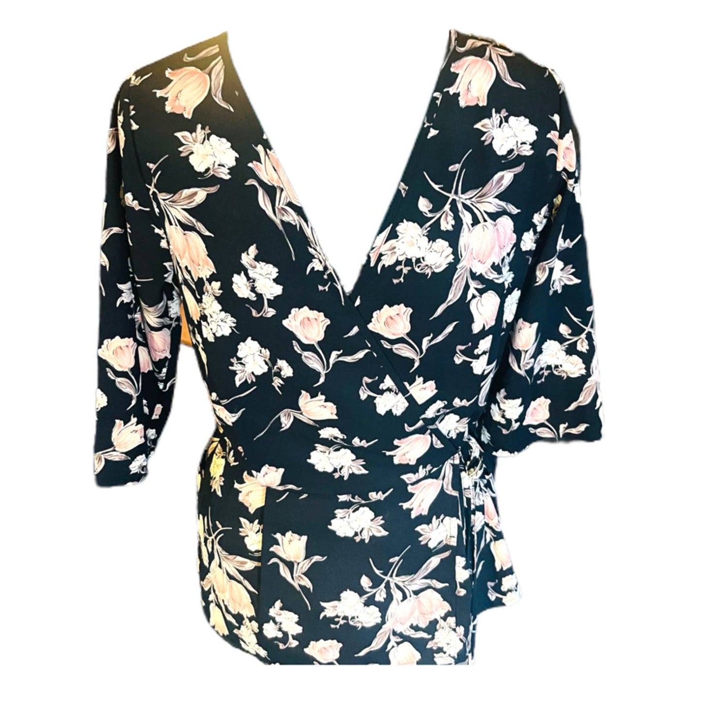 Sienna Sky Floral Wrap Top Size Medium