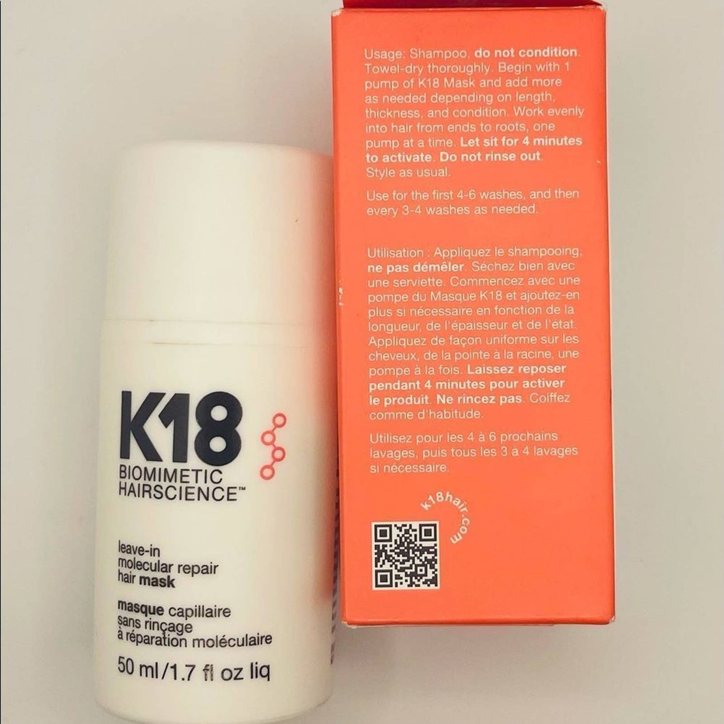 1.7 oz. (50 ml) K18 Leave-in Molecular Repair Hair Mask